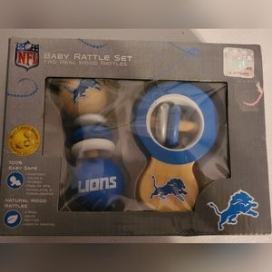 Detroit lions baby rattle set